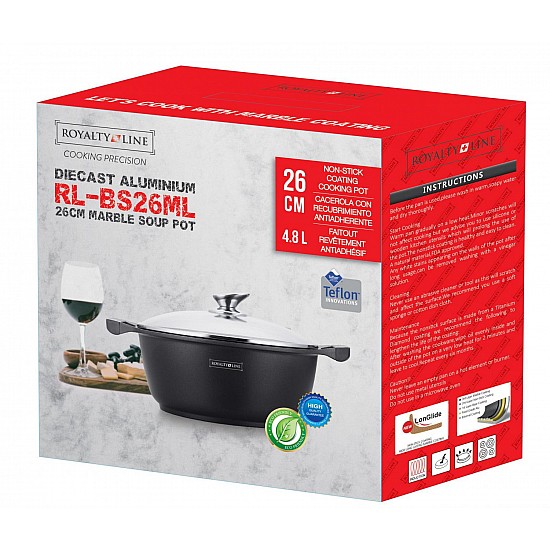 Royalty Line RL-BS26M: Marmeren kookpot & braadpan - 26cm