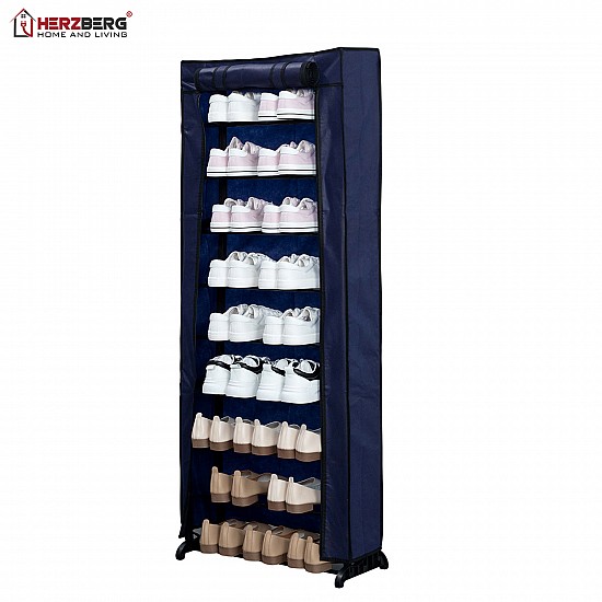 Herzberg HG-8076: Organisator Voor Kleine Schoenenrek Met 9 Niveaus Blauw