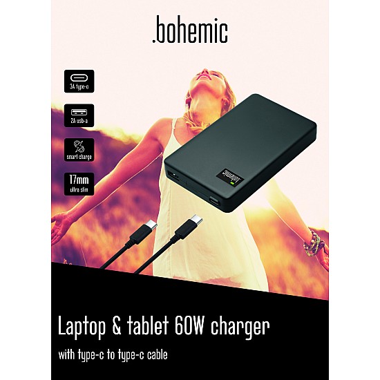 Bohemic BOH7382: Ultraslanke laptop- en tabletoplader van 60 W