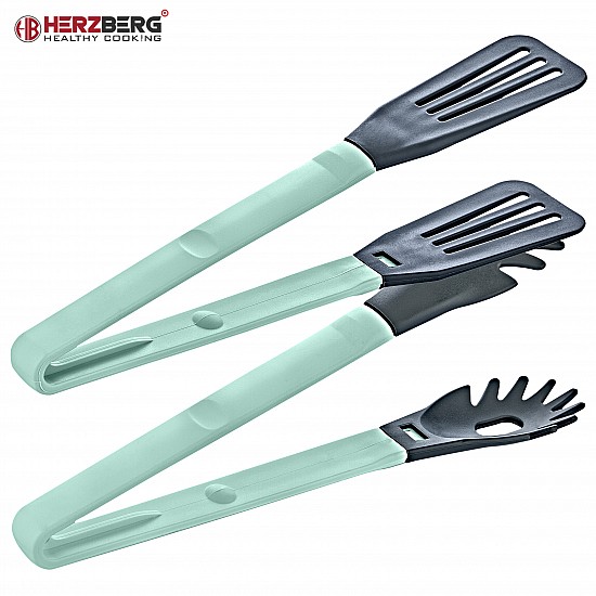 Herzberg HG-2N1CK4BLU: Cooking 2-in-1 Blauwe nylon schoteltang