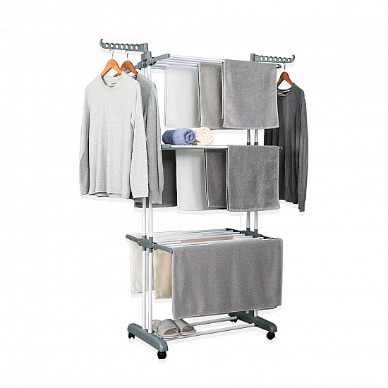 Herzberg HG-8034GRY: Moving Clothes Rack - Grijs