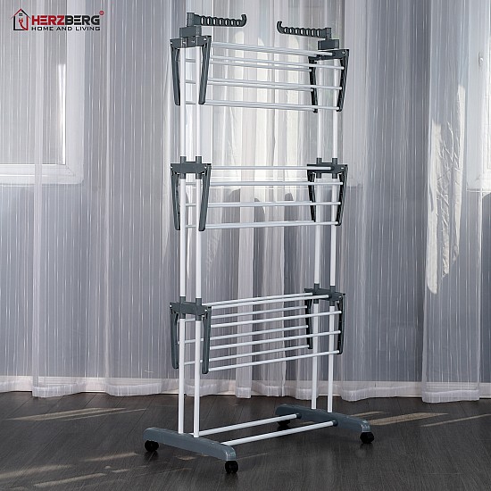 Herzberg HG-8034GRY: Moving Clothes Rack - Grijs