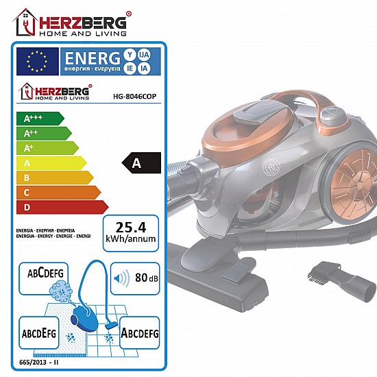 Herzberg HG-8046COP: Stofzuiger Zonder Stofzak Met Meerdere Cyclonen