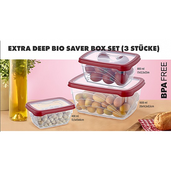 Herzberg 3 Stuks Extra Diepe Bio Saver Box Set Rood