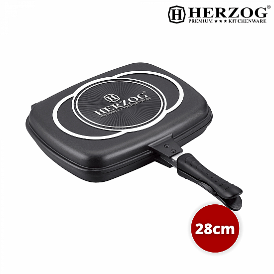 Herzog HR-DP28M: Spuitgegoten Dubbele Braadpan Van 28cm