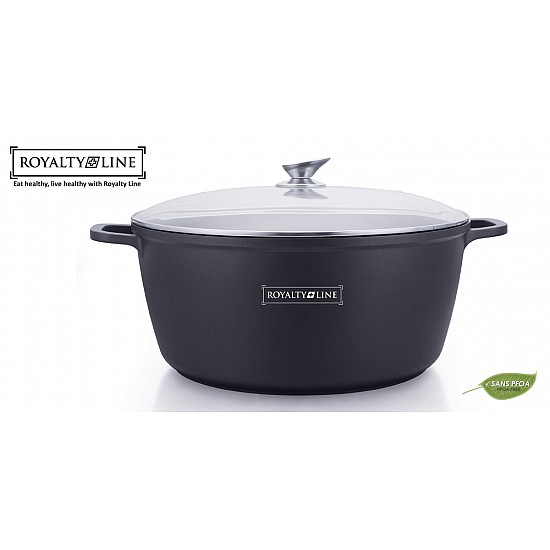 Royalty Line RL-BS40M: Gegoten Casserole met glazen deksel - 40cm