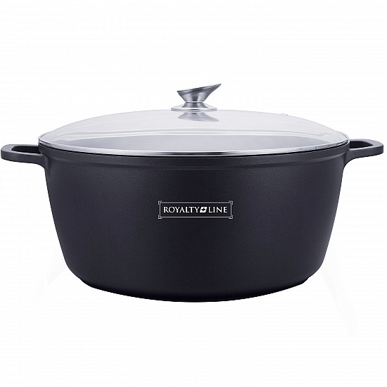 Royalty Line RL-BS40M: Gegoten Casserole met glazen deksel - 40cm